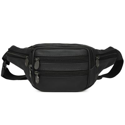 Trending Multifunctional Sports Men's Waist Bag Leather Retro Solid-Color Wallet Portable New-Style Fully Customizable