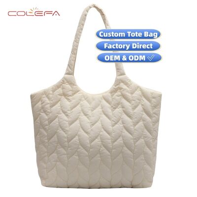 Oxford Cotton-Filled Quilted Tote Bag for Women 2026 New Arrival Minimalist Solid Color Tote Autumn/Winter Diamond Quilted Bag