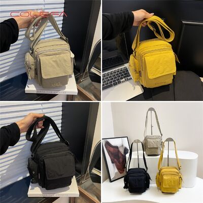 Nylon Multi-Pocket Minimalist Bag for Women Lightweight Compact Square Bag Large Capacity Casual Travel Versatile Crossbody Bag