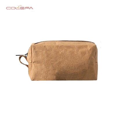 Customized Washable Kraft Paper Bag with Zipper Digital Print Toiletry Bag Paper Full-Printed Makeup Cosmetic Pouch with LOGO