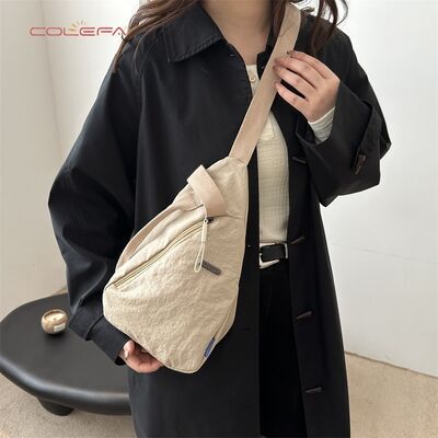 Nylon Triangle-Shaped Chest Waist Bag Fashion Sports 2026 Lightweight Women's Bag New Korean Style Single-Strap Crossbody Bag