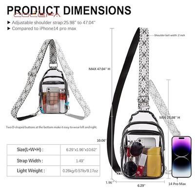 Bestselling PVC Clear Chest Bag Approved for Concerts Music Festivals and Stadium Security Check Transparent Crossbody Chest Bag