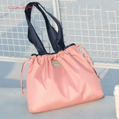 Foldable Supermarket Shopping Bags Oxford Made Eco-Friendly Portable Large Capacity with Drawstring Tote Waterproof Grocery Bag