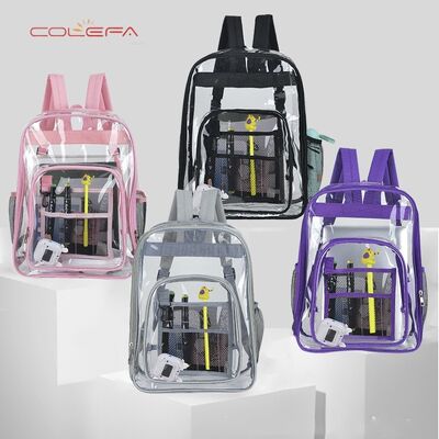 Colefa Manufacturer Direct Transparent PVC Made Backpacks LightWeight Transparent Color Waterproof Large-Capacity Student Backpacks with Customizable Logos