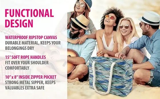 Heavy Duty Washable Cotton Canvas Bag Shoulder Tote Bag Waterproof Ristop With Zipper