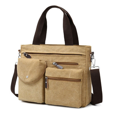Washable Mens Canvas Briefcase Laptop Bag For 11.6 / 14 Inch Notebook Computer