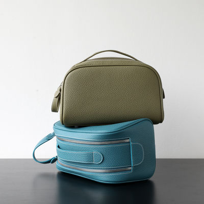 2026 New Lychee-Textured Vintage Colors PU Leather Cosmetic Bag Women's Portable Travel Toiletry Bag High-End Organizer