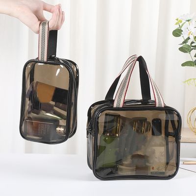 PVC Double-Layer Large-Capacity Wet/Dry Separation Cosmetic Bag Thickened Waterproof Toiletry Swimming Travel Daily Storage Bag
