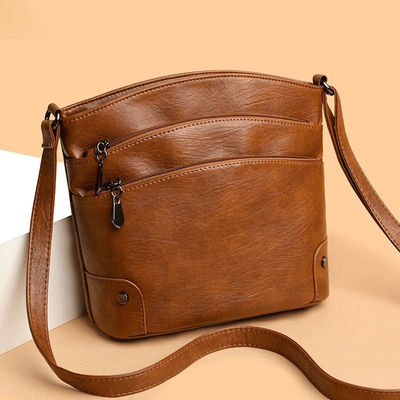 2025 New Multi-Layer Bucket Crossbody Bags Vintage Colored Shoulder Fashionable multi-functional Waterproof PU Leather Bag
