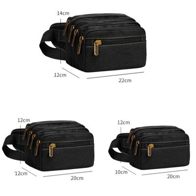 Men's Canvas Waist Bag Large Capacity Multi-Layer Cash Purse Multifunctional Construction Site Sports Wear-Resistant Waist Bag