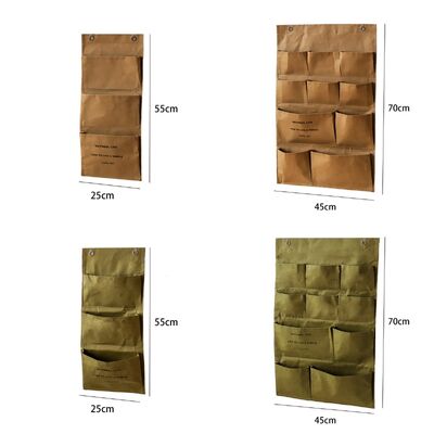Japanese Washable Kraft Paper Storage Pouch Wall-Hanging Bedside Door-Back Organizer Multi-Purpose Bag for Household Clutter