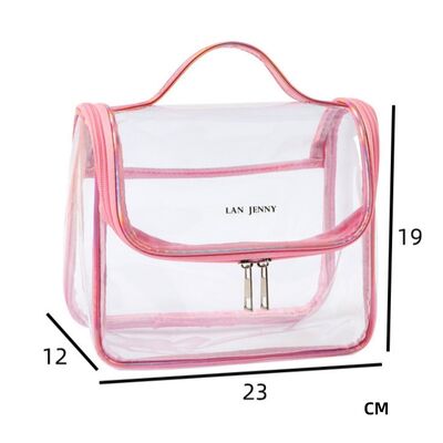 PVC Clear Makeup Bags for Women Wholesale Modern-Style Transparent Portable Handheld Minimalist Waterproof Travel Toiletry Pouch