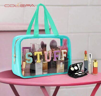 Bestseller Large Capacity Toiletry Bag Double-Handle Storage PVC Clear Bag Custom Travel Alphabet Waterproof Makeup Pouch