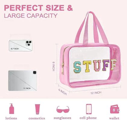 Bestseller Large Capacity Toiletry Bag Double-Handle Storage PVC Clear Bag Custom Travel Alphabet Waterproof Makeup Pouch