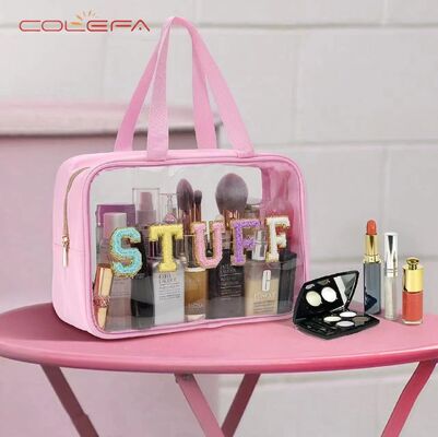 Bestseller Large Capacity Toiletry Bag Double-Handle Storage PVC Clear Bag Custom Travel Alphabet Waterproof Makeup Pouch