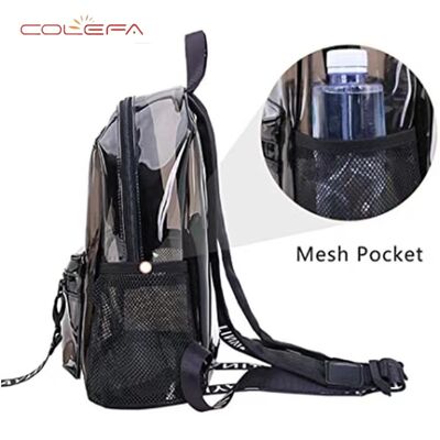 Black Transparent Backpack Modern Style Fashion Waterproof PVC Jelly Backpack Summer Travel Beach Commuting Bag with Logo
