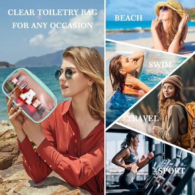 Customized Embroidered Letters Cosmetic Bags PVC Waterproof High-Fashion Makeup Organizer Travel Daily Use Portable Toiletry Bag