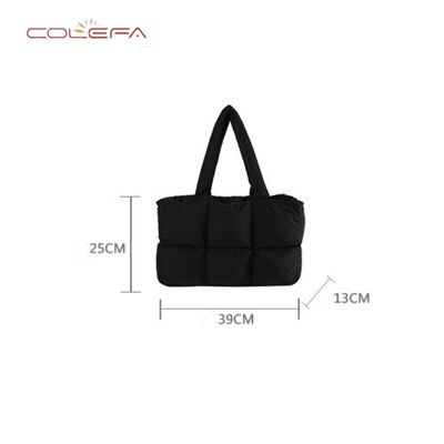 New Custom Color Nylon Cotton-Filled Women's Bag Minimalist Quilted Tote Bag Soft Checkered Shoulder Bag Underarm Tote Bags