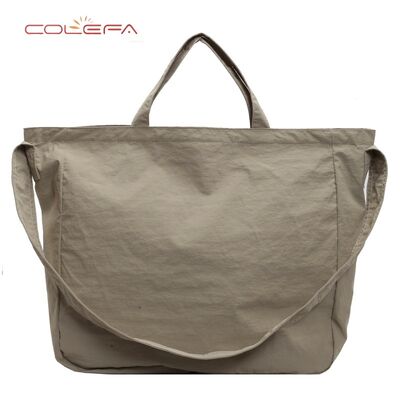 Solid-Color Nylon Tote Bag Lightweight Versatile and Spacious Daily Commuting Bags Korean-Style Relaxed Shoulder Tote Bag