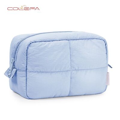 New Quilted Cosmetic Bag Thickened Quilted Washbag Cotton-Filled Fabric Travel Cosmetics Organizer Portable Storage Bag