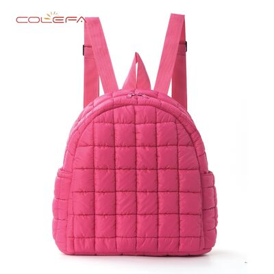Autumn/Winter Polyester Cotton-Filled Backpack Checkered Fashion Casual Travel Backpack Lightweight Cotton Jacket Women Backpack