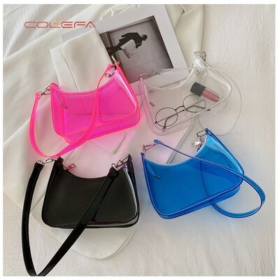 PVC Clear Bag for Women 2026 Summer New Arrival Trendy Korean Style Fashion Jelly Bag Influencer-Favorite Chic Shoulder Tote Bag