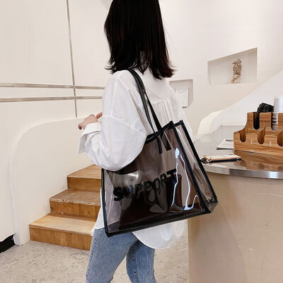 Transparent Jelly Color Tote Bag for Women 2026 PVC New Arrival Trendy Korean Style Fashion Bag Single-Shoulder Printed Tote Bag