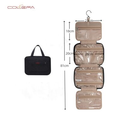 Polyester Toiletry Bags Travel Pouch with Hanging Hook Waterproof Cosmetic Bag Business Trip Organizer Full-Size Hook Handbag