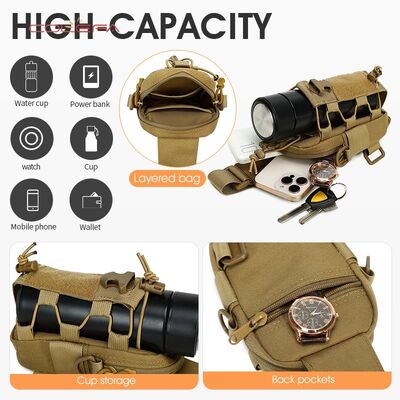 New Customized LOGO Oxford Outdoor Sports Water Bottle Pouch Crossbody Phone Chest Bag Shoulder Strap Small Cup Chect Bags