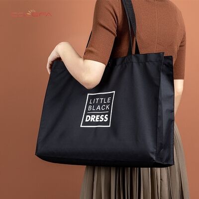 Oxford Fabric Black Shopping Bag Modern Travel Eco-Friendly Tote Supermarket Bag Large Capacity Foldable Thickened Storage Bag