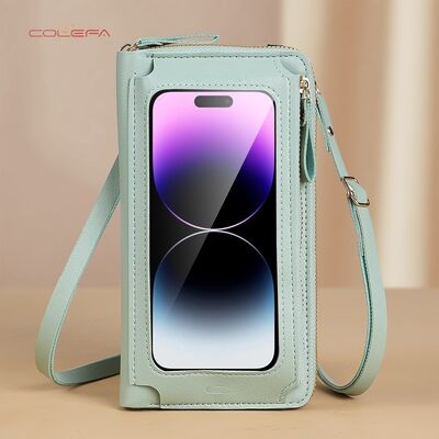 New Touchscreen Phone Case Women's PU Anti-Theft Multi-Functional Crossbody Shoulder Bag Versatile Transparent Mini Phone Pouch