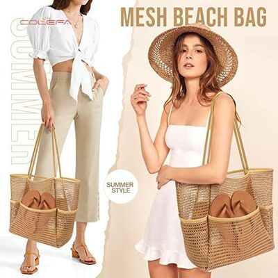 Hot-selling Unisex Swim & Beach Bag Portable Shoulder Storage Crossbody Bag Versatile Polyester Mesh Crochet Bag Carryall Items