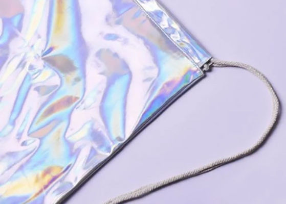 Custom personalized silver shinny laser backpack custom waterproof nylon drawstring backpack for women