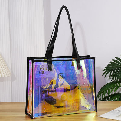 PVC Laser-Color Handheld Shopping Bag Trendy Transparent Jelly Bag with Vibrant Colors Thickened Universal Gift Customized Bag