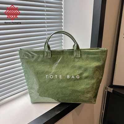 Fashion Dupont Paper Bag for Women 2026 New Trend Commuting Large Capacity Washable Tyvek Tote Shopping Bag with PVC Outer Layer