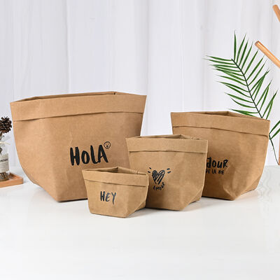 Fabricante Bolsa de Papel Kraft Lavável de Estilo Nórdico Sacos de Papel Kraft Resistentes à Água Resistentes a Lágrimas Sacos de Armazenamento Reutilizáveis