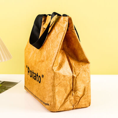 Custom DuPont Paper Handheld Lunch Bags with Logo Printing Custom-Made Thermal insulation Packaging Washable Tyvek Paper Bags