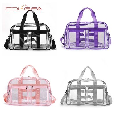 PVC Transparent Travel Tote Bag Women's Large Capacity Shopping Fashionable Personalized Backpack Fully Waterproof Student School Bag