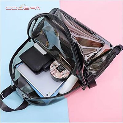 Black Transparent Backpack Modern Style Fashion Waterproof PVC Jelly Backpack Summer Travel Beach Commuting Bag with Logo