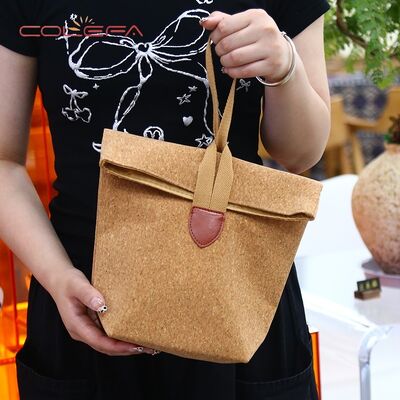 Cork Made Tote Bags Vintage Wood Grain Eco-Friendly Bags Factory Custom Training Institution Gift Tote Bags with Printing