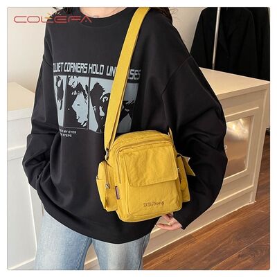 Nylon Multi-Pocket Minimalist Bag for Women Lightweight Compact Square Bag Large Capacity Casual Travel Versatile Crossbody Bag