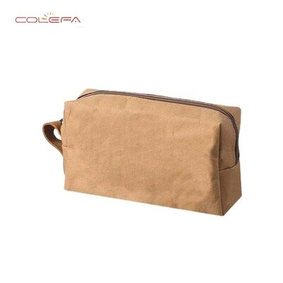 Customized Washable Kraft Paper Bag with Zipper Digital Print Toiletry Bag Paper Full-Printed Makeup Cosmetic Pouch with LOGO