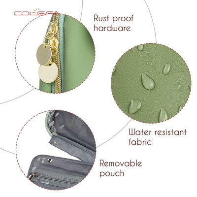 Colefa Customizable PU Leather Waterproof Toiletry Bag Makeup Pouch Storage with Hook Travel & Daily Bathroom Essentials Bags