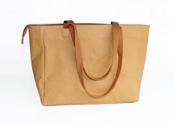 Bolsas laváveis sustentáveis das senhoras de saco de Brown Tote Bags Kraft Paper Shopping com logotipo feito sob encomenda