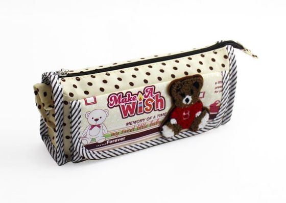 Forme o saco do lápis da lona do algodão do projeto com a caixa da pena do zíper para estudantes da escola